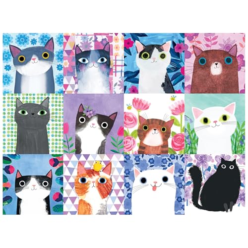 RoseArt Floral Cats 300-Piece Jigsaw Puzzle – Planet Cat Series for Adults