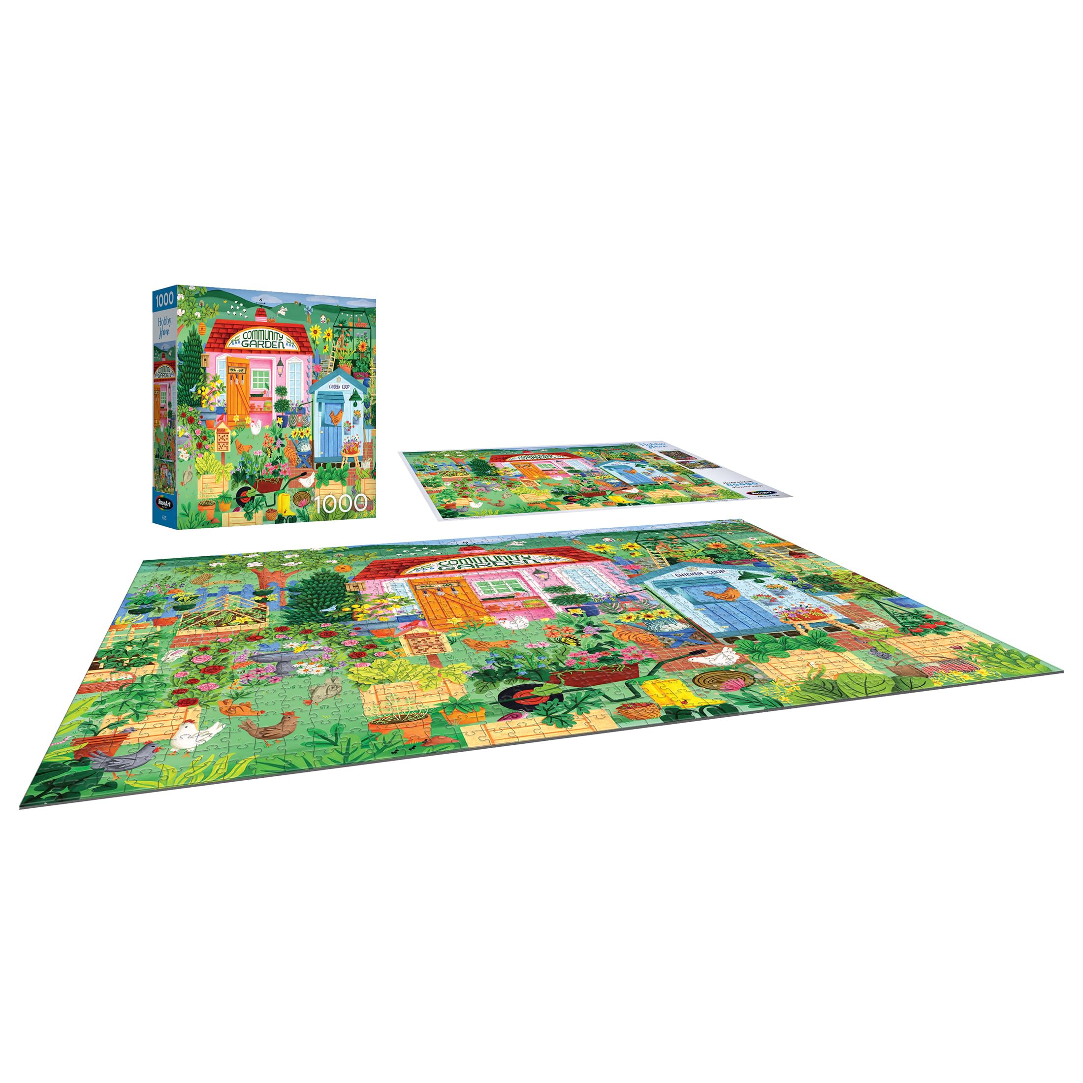 RoseArt Hobby Haven Community Garden 1000 Piece Jigsaw Puzzle – Vibrant Vegetable Garden Scene