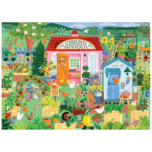 RoseArt Hobby Haven Community Garden 1000 Piece Jigsaw Puzzle – Vibrant Vegetable Garden Scene