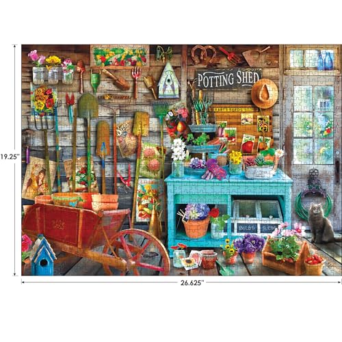 RoseArt Hobby Haven The Potting Shed 1000 Piece Jigsaw Puzzle – Gardening Scene for Adults