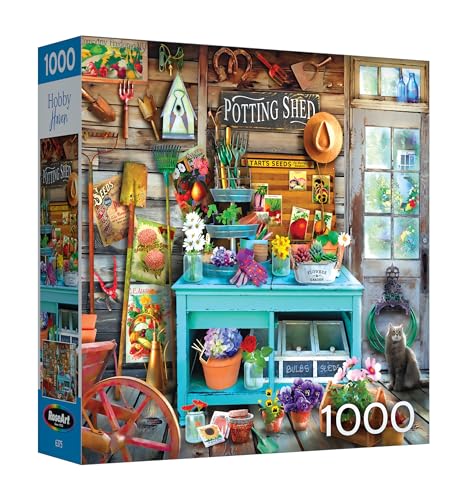 RoseArt Hobby Haven The Potting Shed 1000 Piece Jigsaw Puzzle – Gardening Scene for Adults