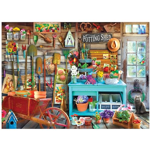 RoseArt Hobby Haven The Potting Shed 1000 Piece Jigsaw Puzzle – Gardening Scene for Adults