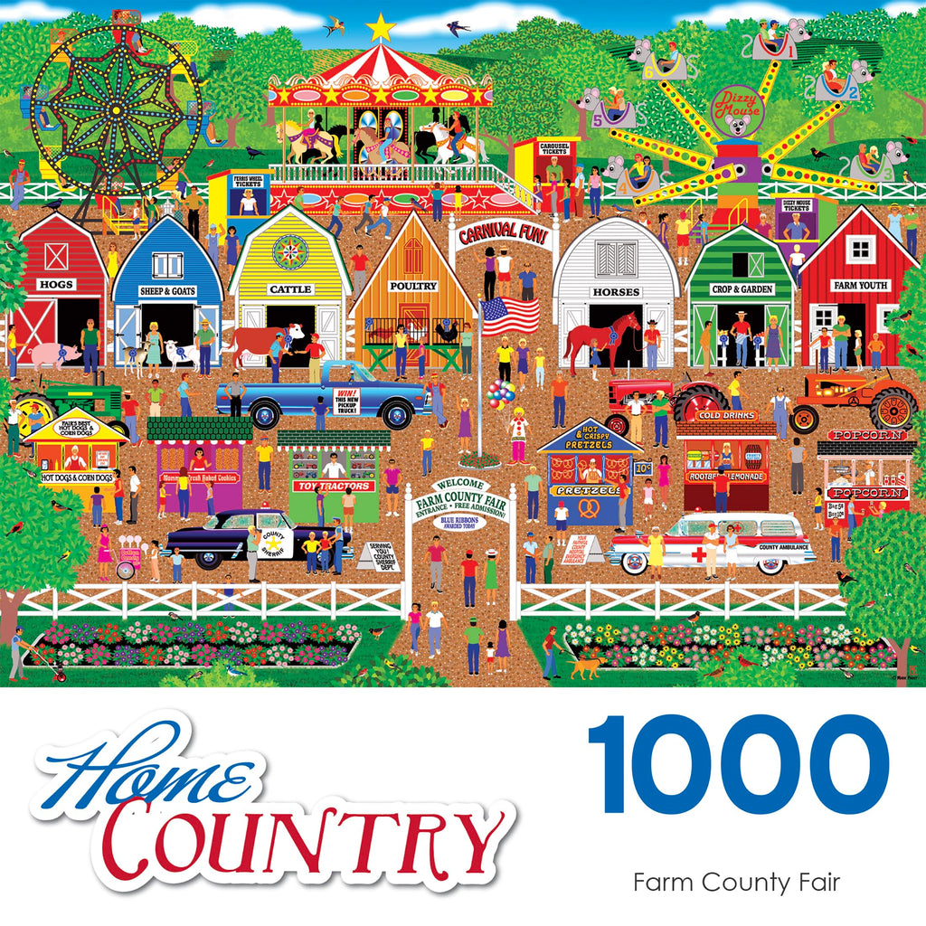 RoseArt Home Country Farm County Fair 1000-Piece Jigsaw Puzzle – 20x27 Inch
