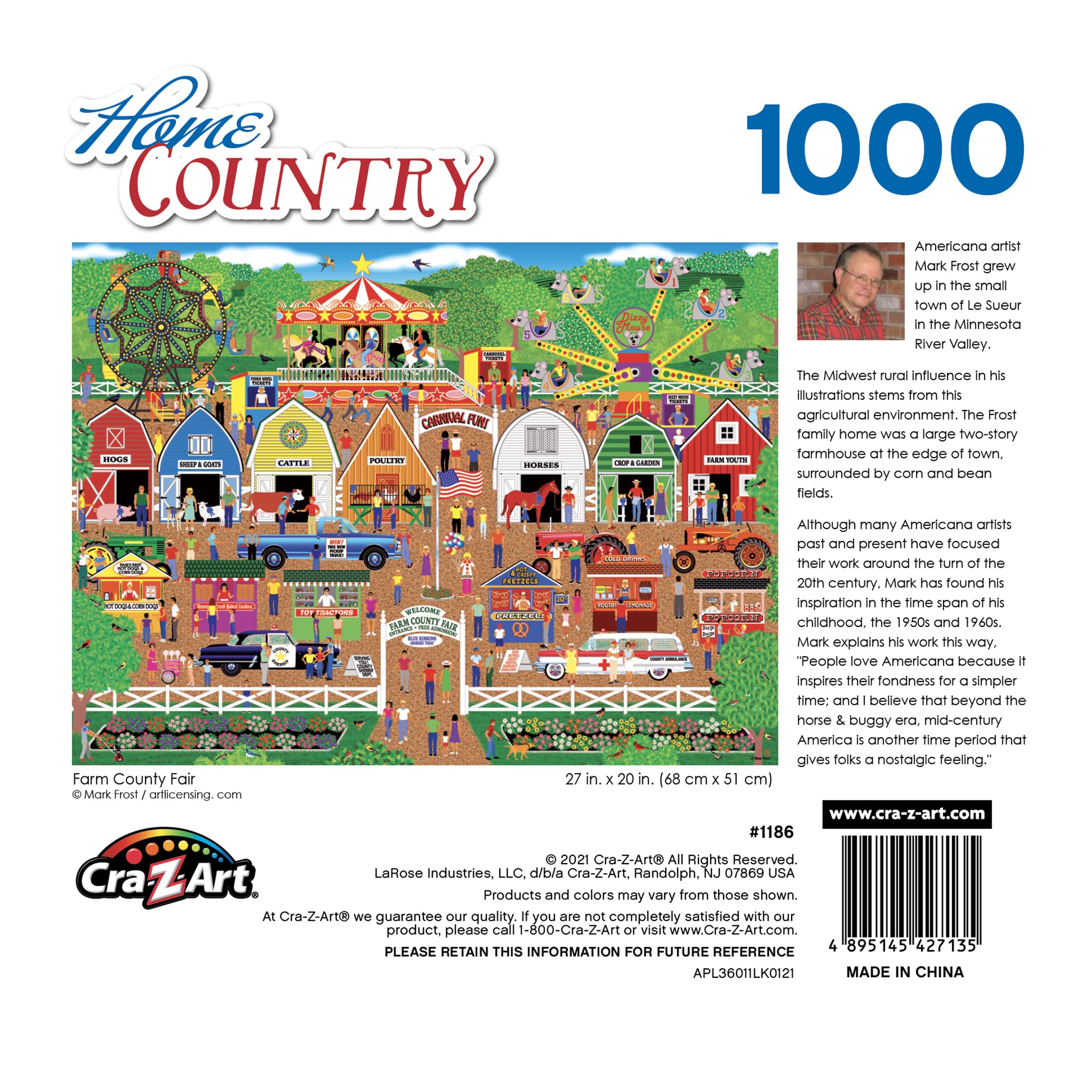 RoseArt Home Country Farm County Fair 1000-Piece Jigsaw Puzzle – 20x27 Inch