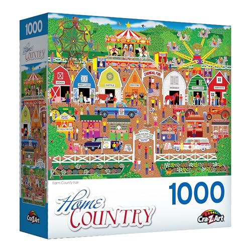 RoseArt Home Country Farm County Fair 1000-Piece Jigsaw Puzzle – 20x27 Inch