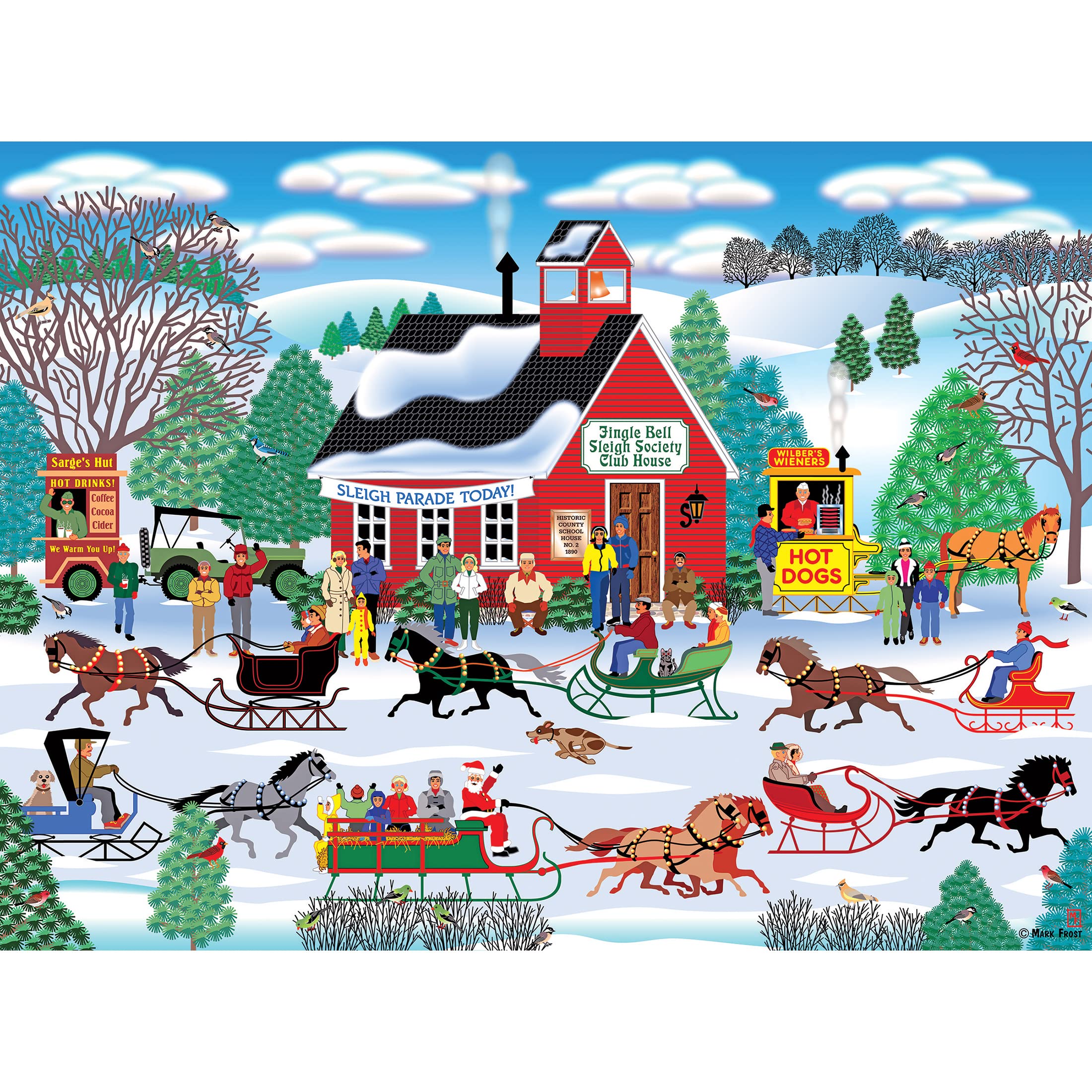 RoseArt Home Country Jingle Bell Sleigh Society 1000-Piece Jigsaw Puzzle