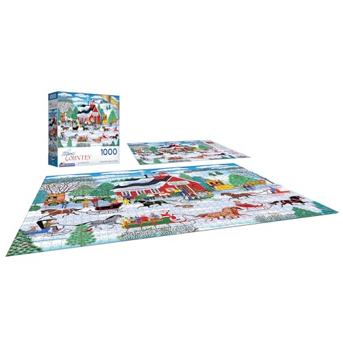 RoseArt Home Country Jingle Bell Sleigh Society 1000-Piece Jigsaw Puzzle