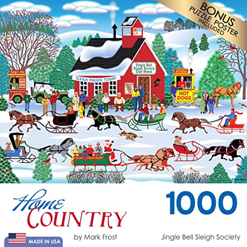 RoseArt Home Country Jingle Bell Sleigh Society 1000-Piece Jigsaw Puzzle