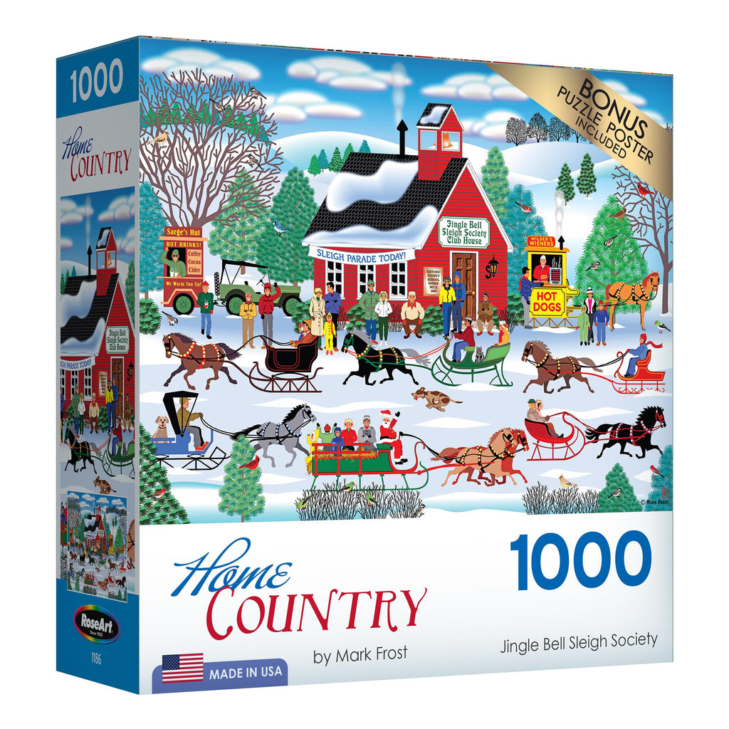 RoseArt Home Country Jingle Bell Sleigh Society 1000-Piece Jigsaw Puzzle