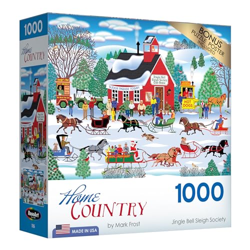 RoseArt Home Country Jingle Bell Sleigh Society 1000-Piece Jigsaw Puzzle