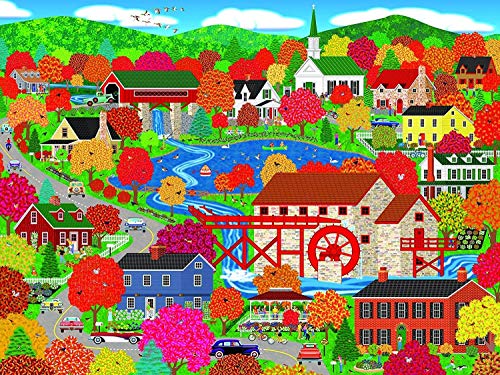RoseArt Home Country Old Mill Pond 1000-Piece Jigsaw Puzzle – Scenic Rural Landscape