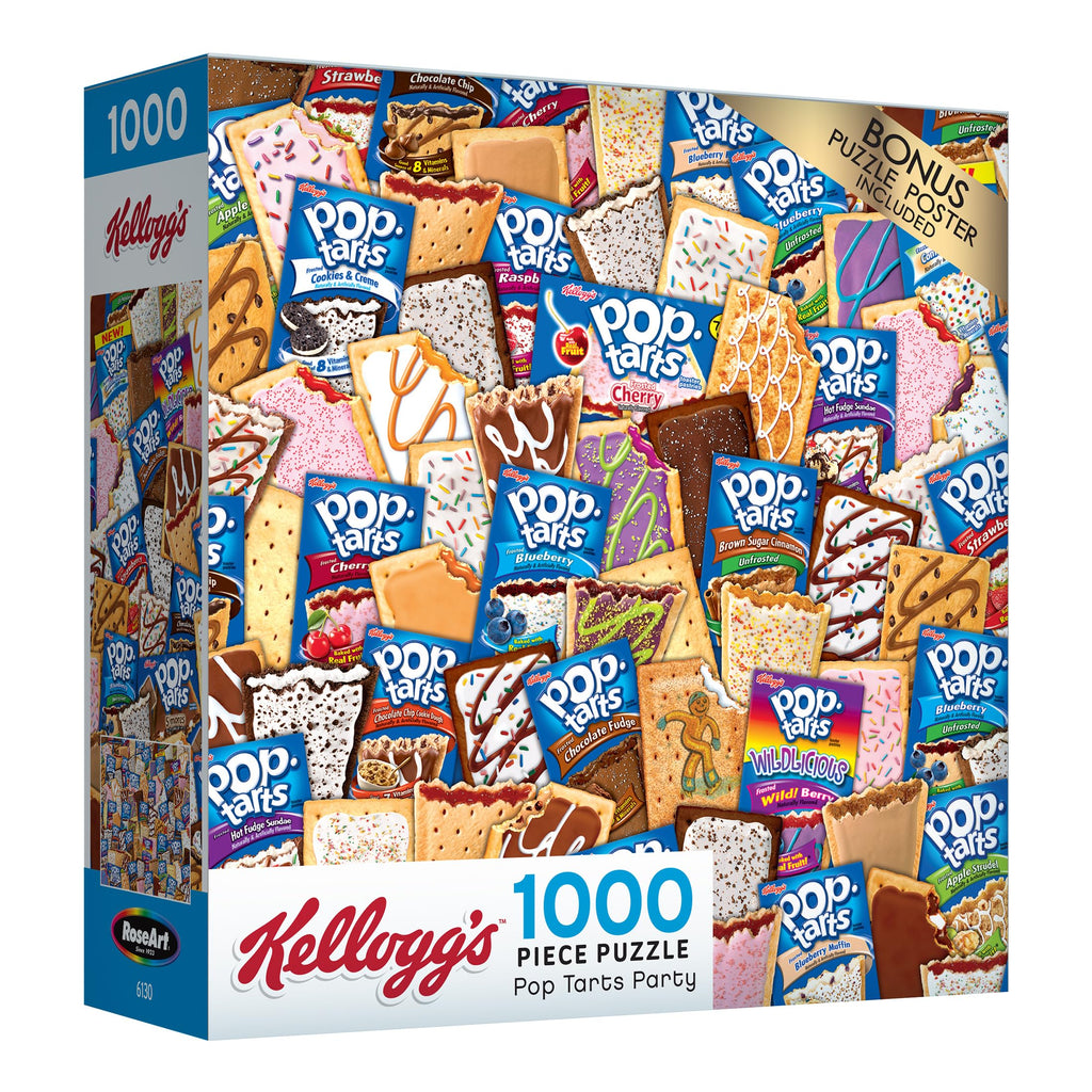 RoseArt Kellogg's Pop Tart Party 1000-Piece Jigsaw Puzzle – Unfrosted & Frosted Flavors Collage