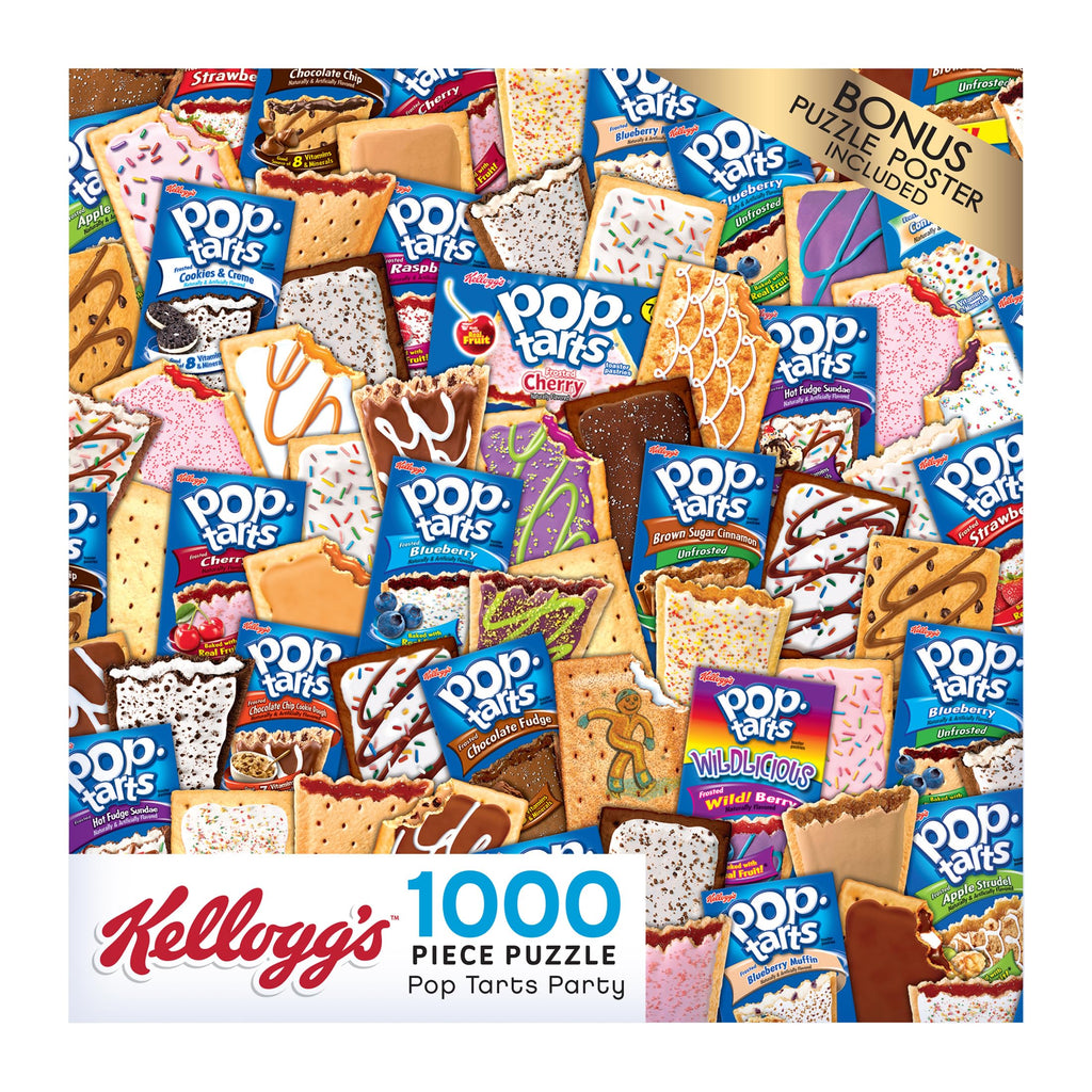 RoseArt Kellogg's Pop Tart Party 1000-Piece Jigsaw Puzzle – Unfrosted & Frosted Flavors Collage