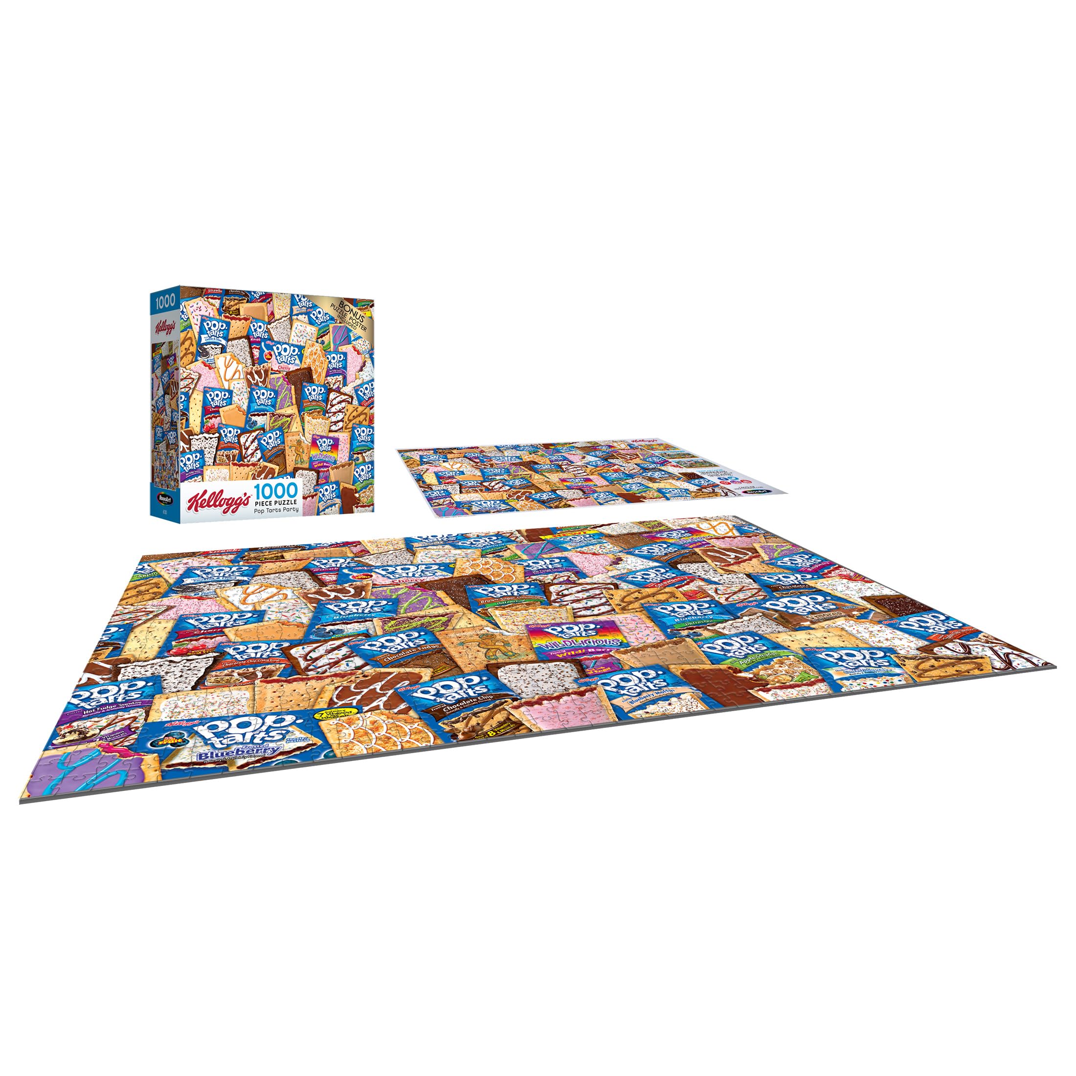 RoseArt Kellogg's Pop Tart Party 1000-Piece Jigsaw Puzzle – Unfrosted & Frosted Flavors Collage