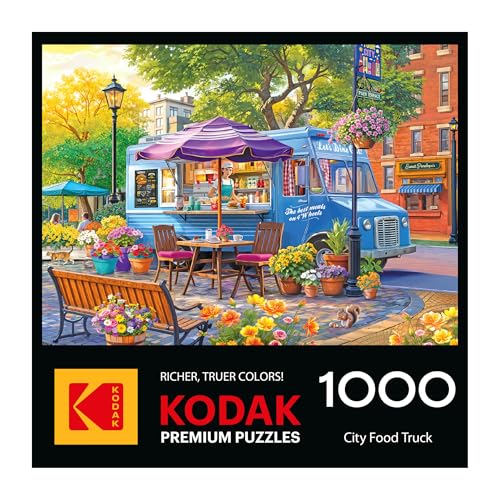 RoseArt Kodak Premium 1000-Piece Jigsaw Puzzle: City Food Truck Scene (26.625 x 19.25 inches)