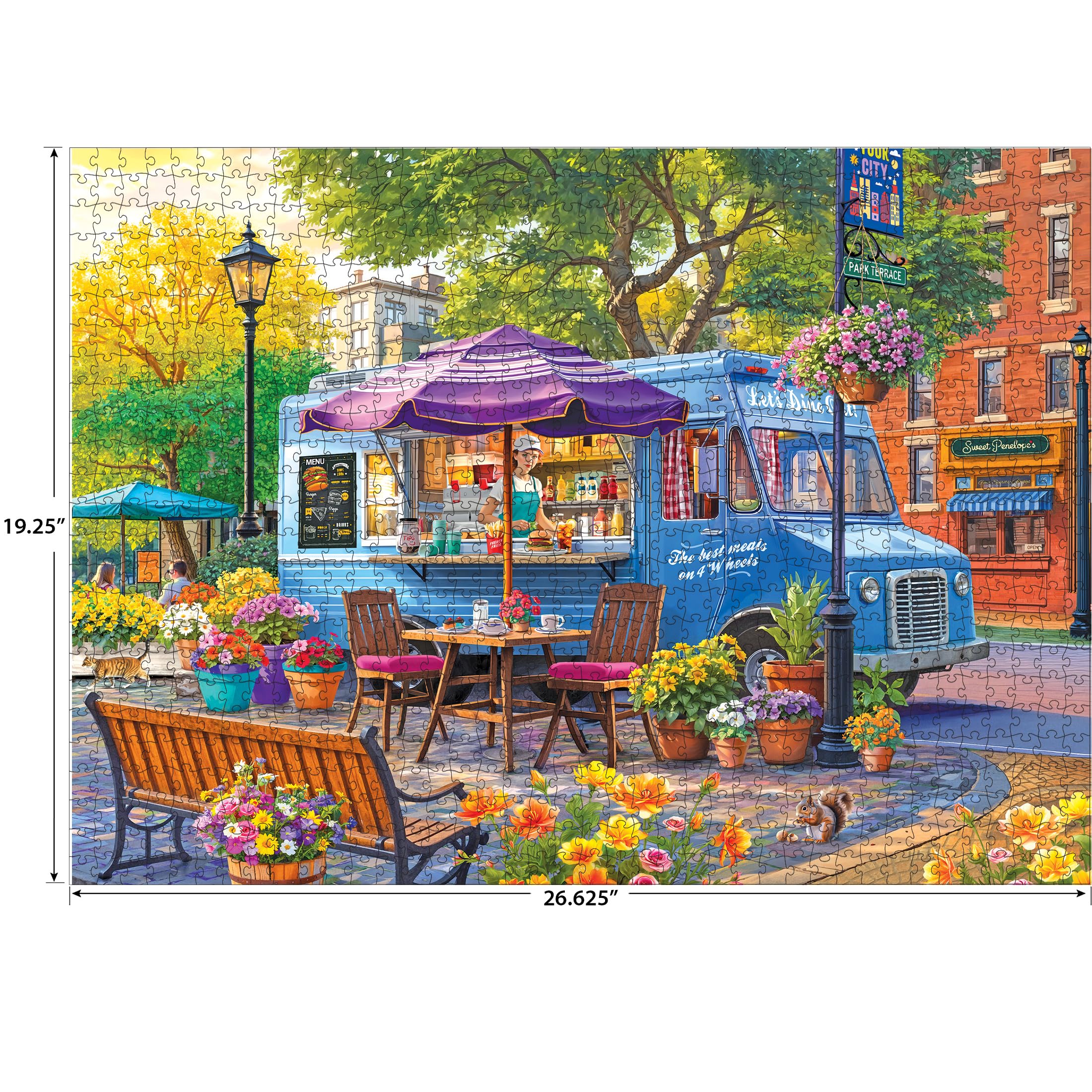 RoseArt Kodak Premium 1000-Piece Jigsaw Puzzle: City Food Truck Scene (26.625 x 19.25 inches)