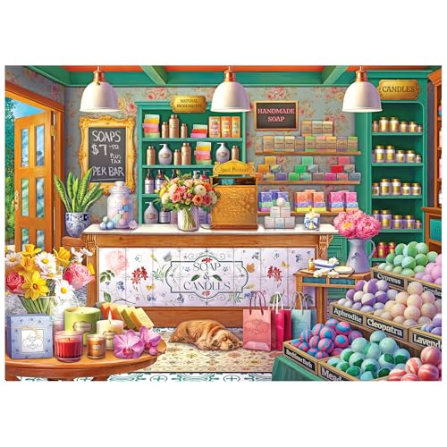 RoseArt Kodak Premium 1000-Piece Puzzle: Soap & Candle Shop – Cozy Boutique Scene
