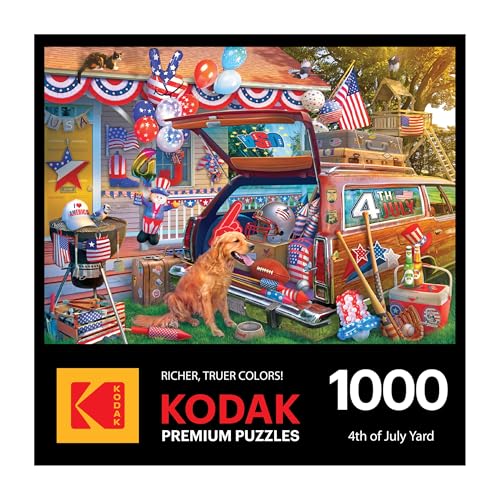 RoseArt Kodak Premium 4th of July Yard 1000-Piece Jigsaw Puzzle – Patriotic Summer Fun for Adults