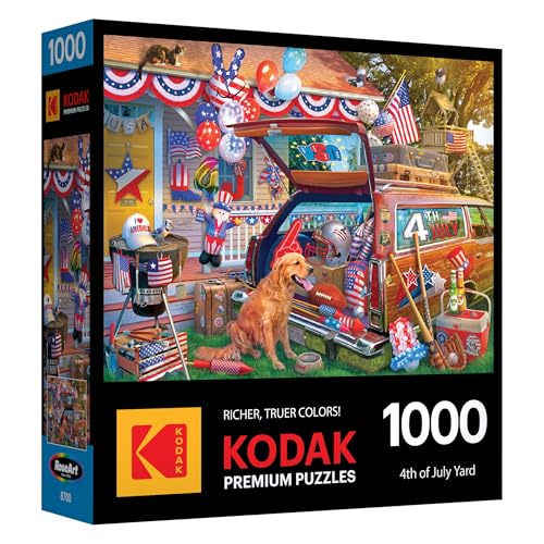 RoseArt Kodak Premium 4th of July Yard 1000-Piece Jigsaw Puzzle – Patriotic Summer Fun for Adults
