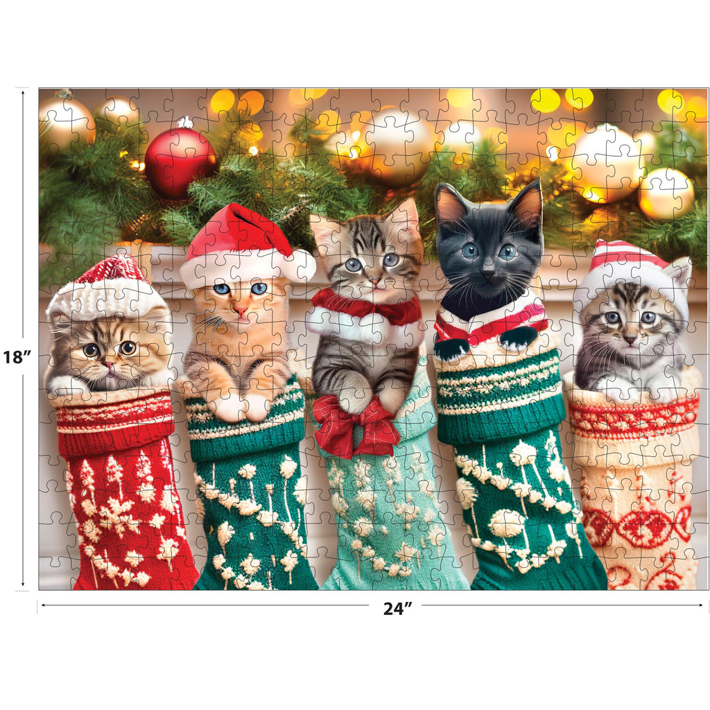 RoseArt Kodak Premium Kitten Stockings 350-Piece Jigsaw Puzzle – Holiday Cat Scene