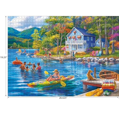 RoseArt Kodak Premium Lake Swimming 1000 Piece Jigsaw Puzzle – Recycled Materials, 19.25x26.62 inches