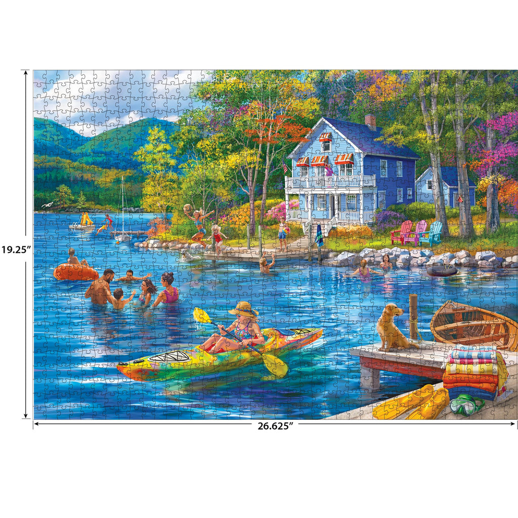 RoseArt Kodak Premium Lake Swimming 1000 Piece Jigsaw Puzzle – Recycled Materials, 19.25x26.62 inches