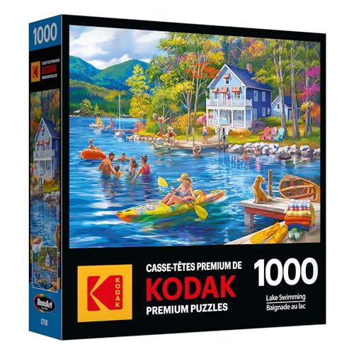 RoseArt Kodak Premium Lake Swimming 1000 Piece Jigsaw Puzzle – Recycled Materials, 19.25x26.62 inches