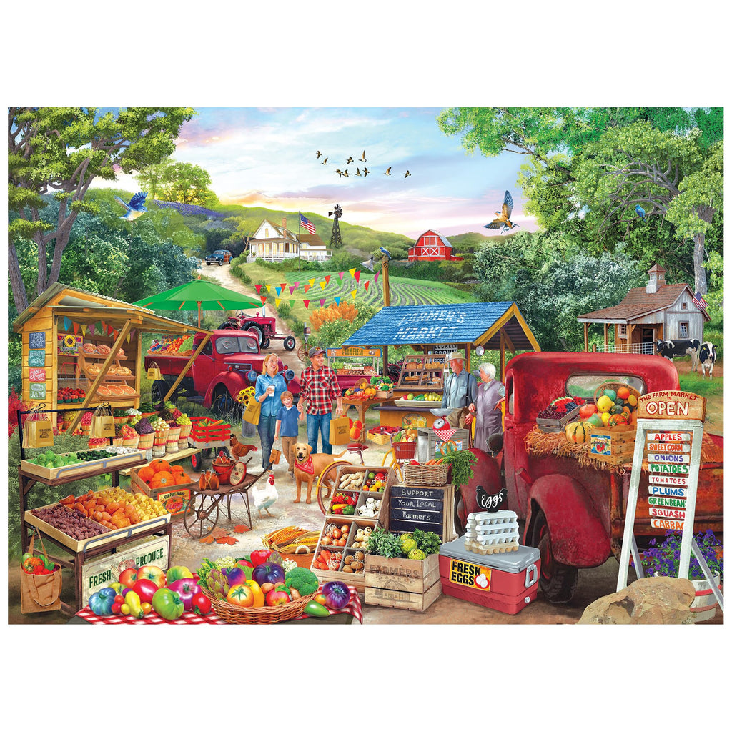 RoseArt Kodak Premium Red Trucks Farm Market 1000-Piece Jigsaw Puzzle – Americana Scene, Made in USA