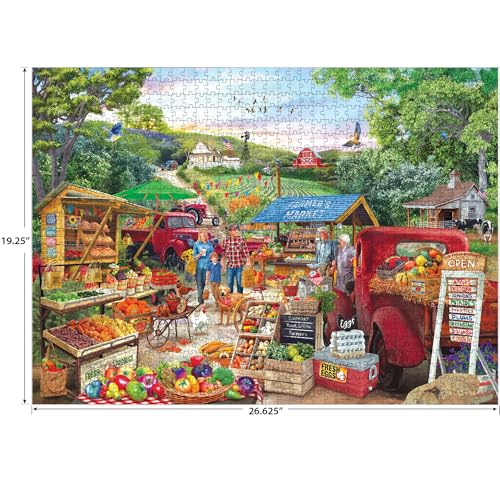 RoseArt Kodak Premium Red Trucks Farm Market 1000-Piece Jigsaw Puzzle – Americana Scene, Made in USA