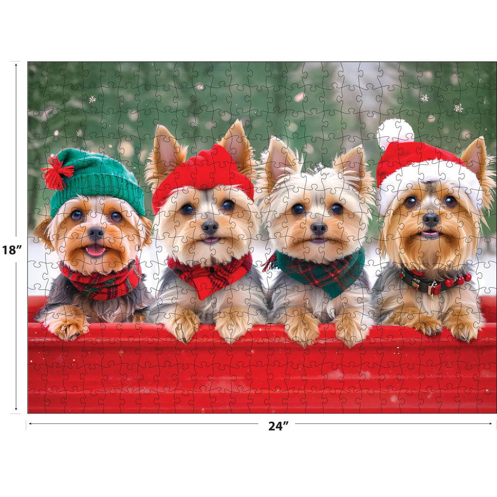 RoseArt Kodak Premium 'Yorkie Holidays' 350-Piece Jigsaw Puzzle – 24x18 Inch Festive Yorkies
