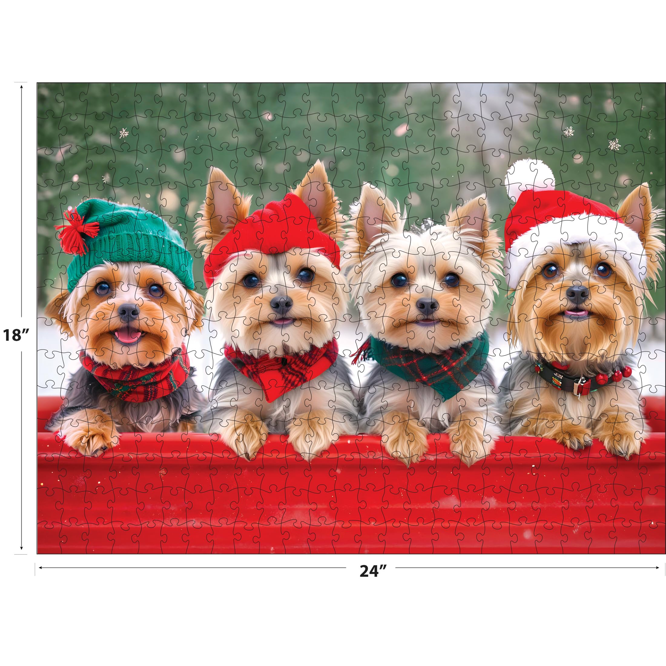 RoseArt Kodak Premium 'Yorkie Holidays' 350-Piece Jigsaw Puzzle – 24x18 Inch Festive Yorkies