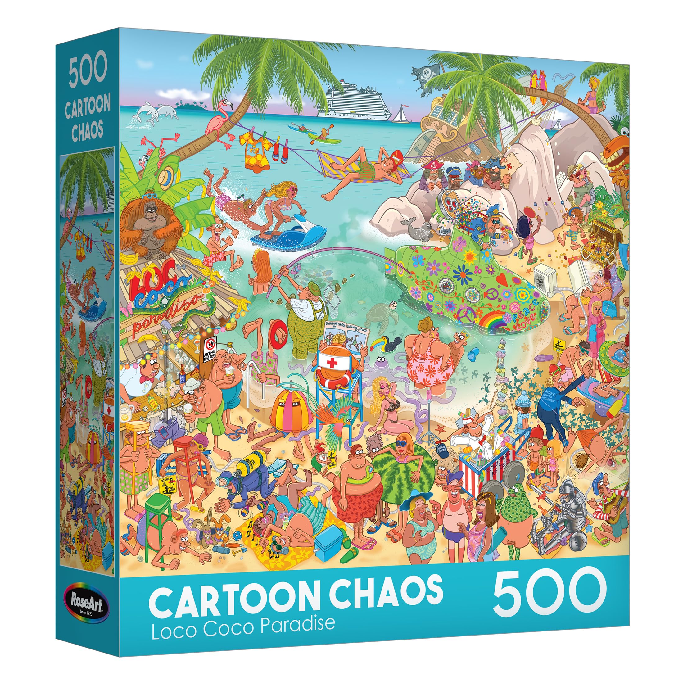 RoseArt Loco Coco Paradise 500-Piece Jigsaw Puzzle – Chaotic Tropical Beach Scene for Adults