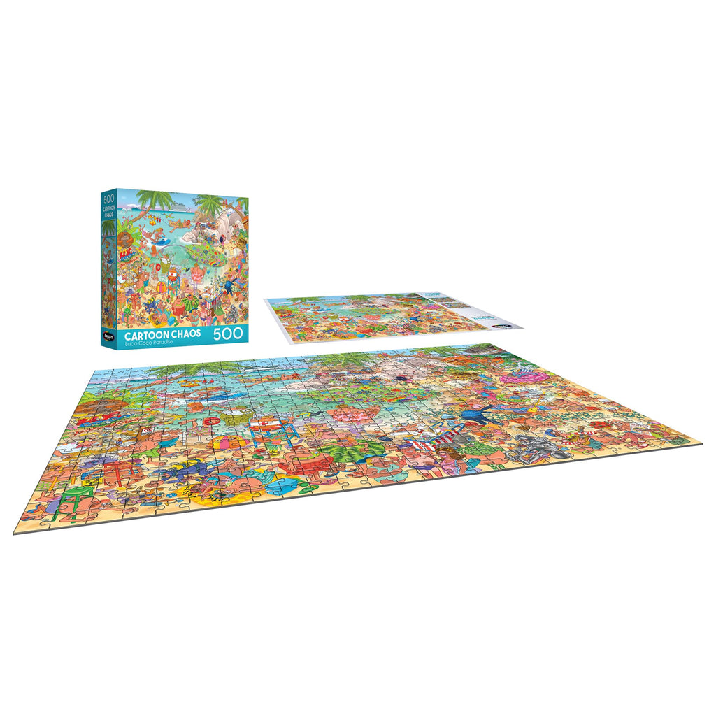 RoseArt Loco Coco Paradise 500-Piece Jigsaw Puzzle – Chaotic Tropical Beach Scene for Adults