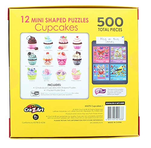 RoseArt Mini-Shaped Cupcakes 500 Piece Jigsaw Puzzle – Color-Coded Backs & Bonus Poster