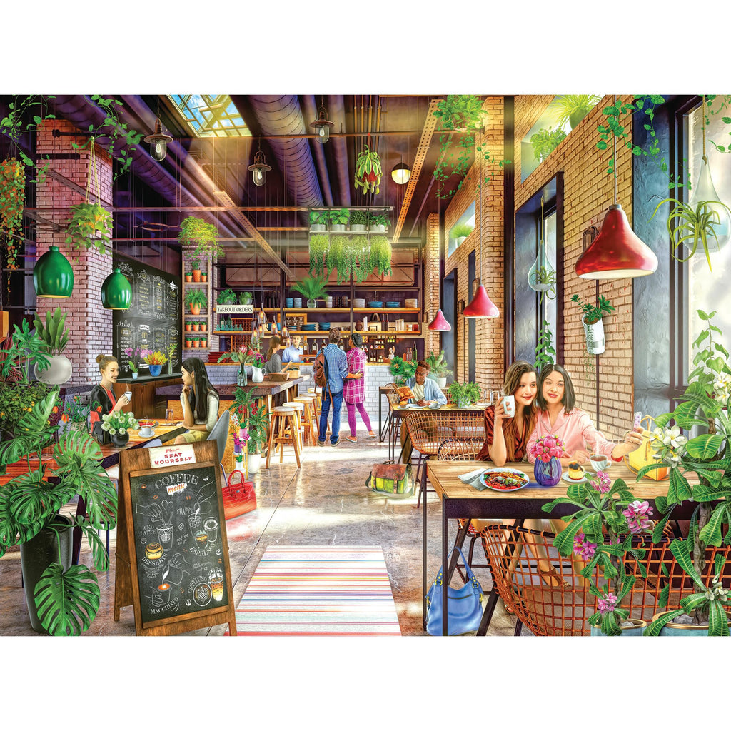 RoseArt My Happy Place Neighborhood Cafe 750-Piece Jigsaw Puzzle – Cozy Coffee Shop Art, Made in USA