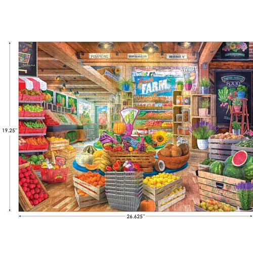 RoseArt My Happy Place Organic Fresh Market 1000-Piece Jigsaw Puzzle – Farm Stand Scene, Made in USA