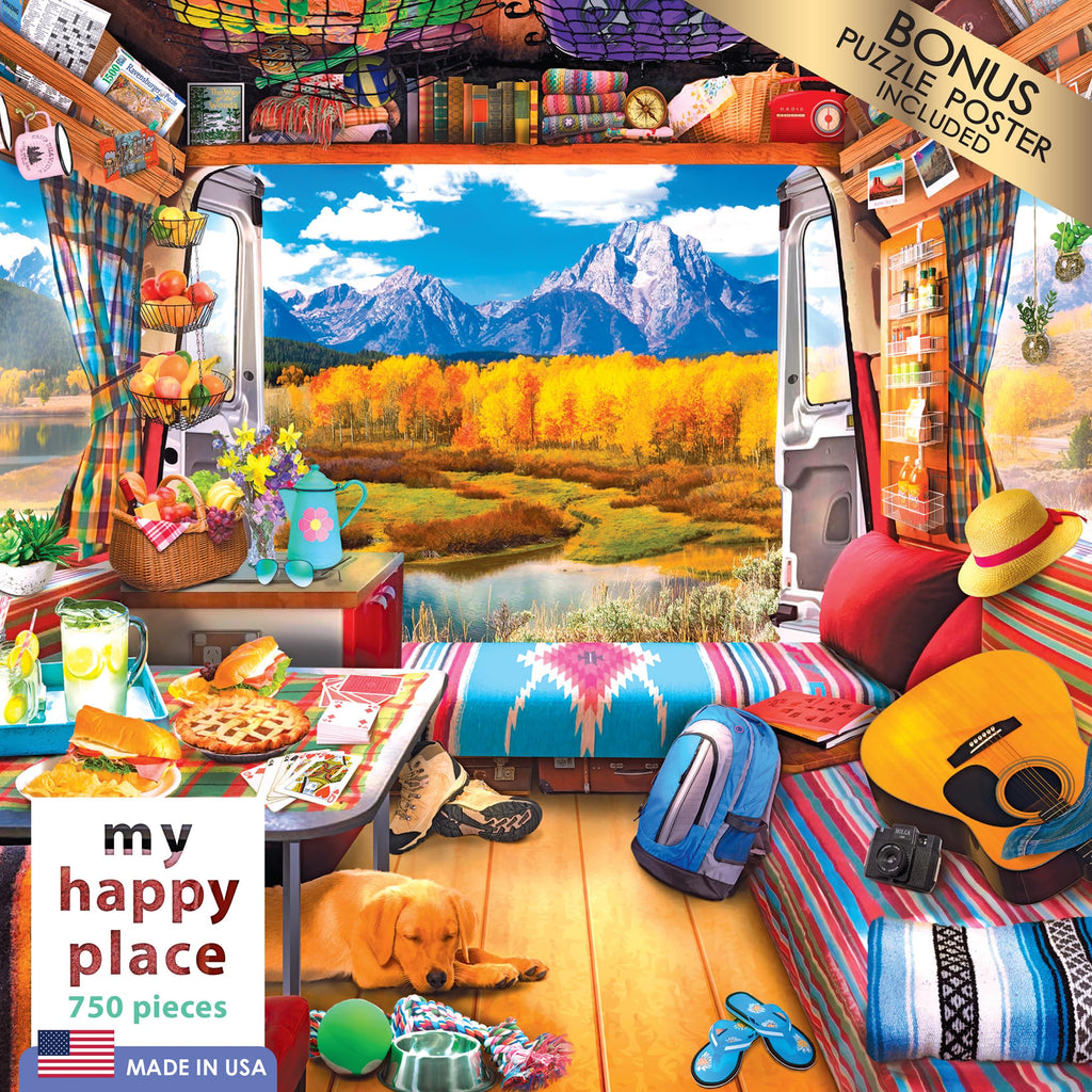 RoseArt My Happy Place Van Life 750 Piece Jigsaw Puzzle - Grand Tetons