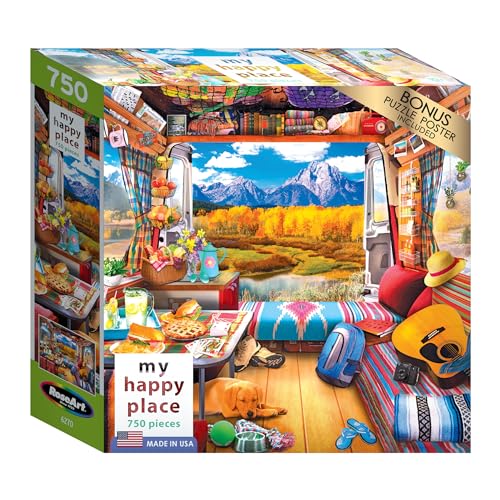 RoseArt My Happy Place Van Life 750 Piece Jigsaw Puzzle - Grand Tetons
