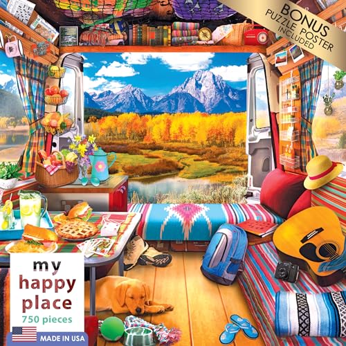 RoseArt My Happy Place Van Life 750 Piece Jigsaw Puzzle - Grand Tetons