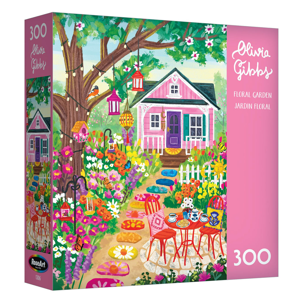 RoseArt Olivia Gibbs Floral Garden 300 Piece Jigsaw Puzzle – 18x24 Inches, Made in USA