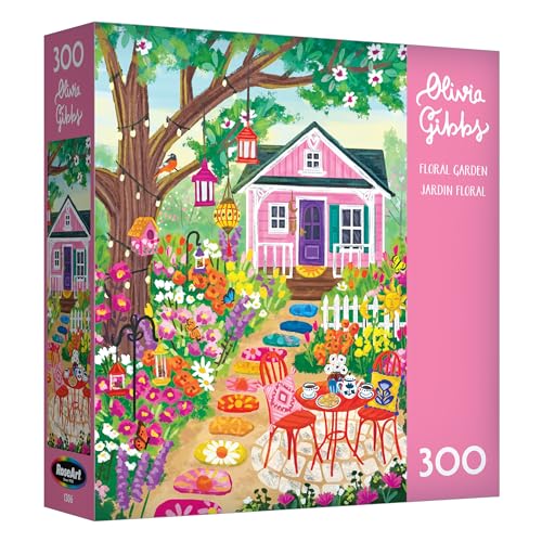 RoseArt Olivia Gibbs Floral Garden 300 Piece Jigsaw Puzzle – 18x24 Inches, Made in USA
