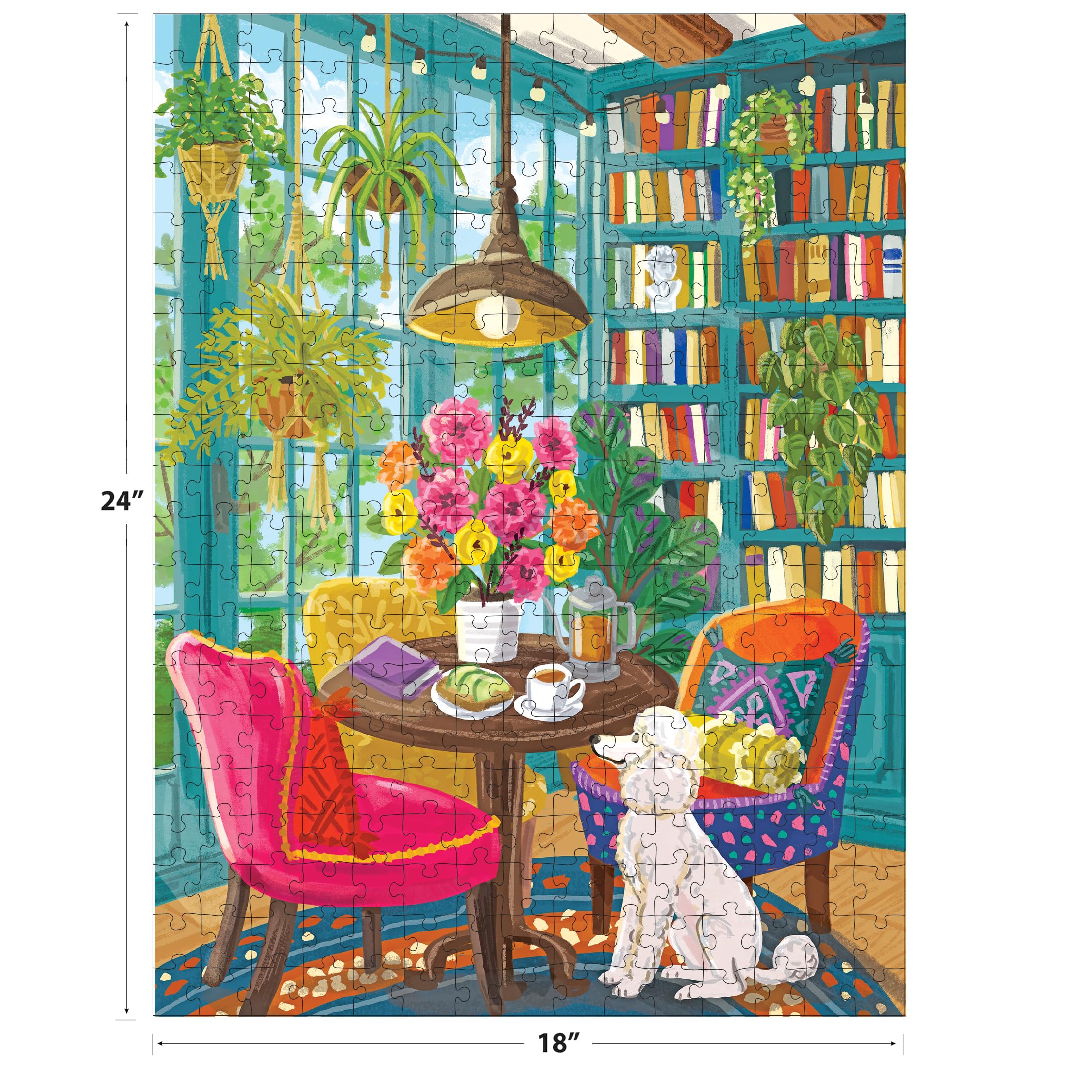 RoseArt Olivia Gibbs Home Library 300-Piece Jigsaw Puzzle – Cozy Reading Nook Scene, 18x24 in, Made in USA