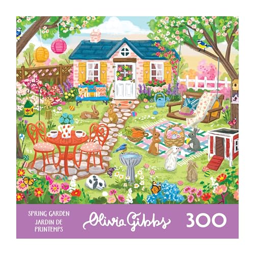 RoseArt Olivia Gibbs Spring Garden 300-Piece Jigsaw Puzzle – 18x24 Inches, Made in USA