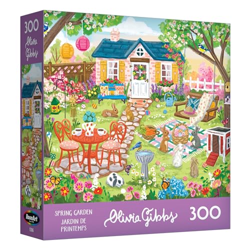 RoseArt Olivia Gibbs Spring Garden 300-Piece Jigsaw Puzzle – 18x24 Inches, Made in USA