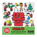 RoseArt Peanuts Holiday Friends 12 Mini Shaped Jigsaw Puzzle Set with Bonus Poster