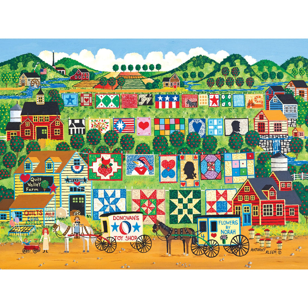 RoseArt Quilt Valley Farm 1000 Piece Puzzle – Premium Quality with Bonus Poster