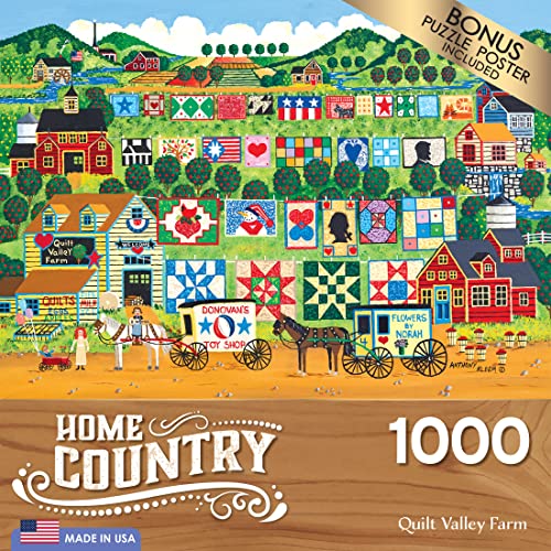 RoseArt Quilt Valley Farm 1000 Piece Puzzle – Premium Quality with Bonus Poster