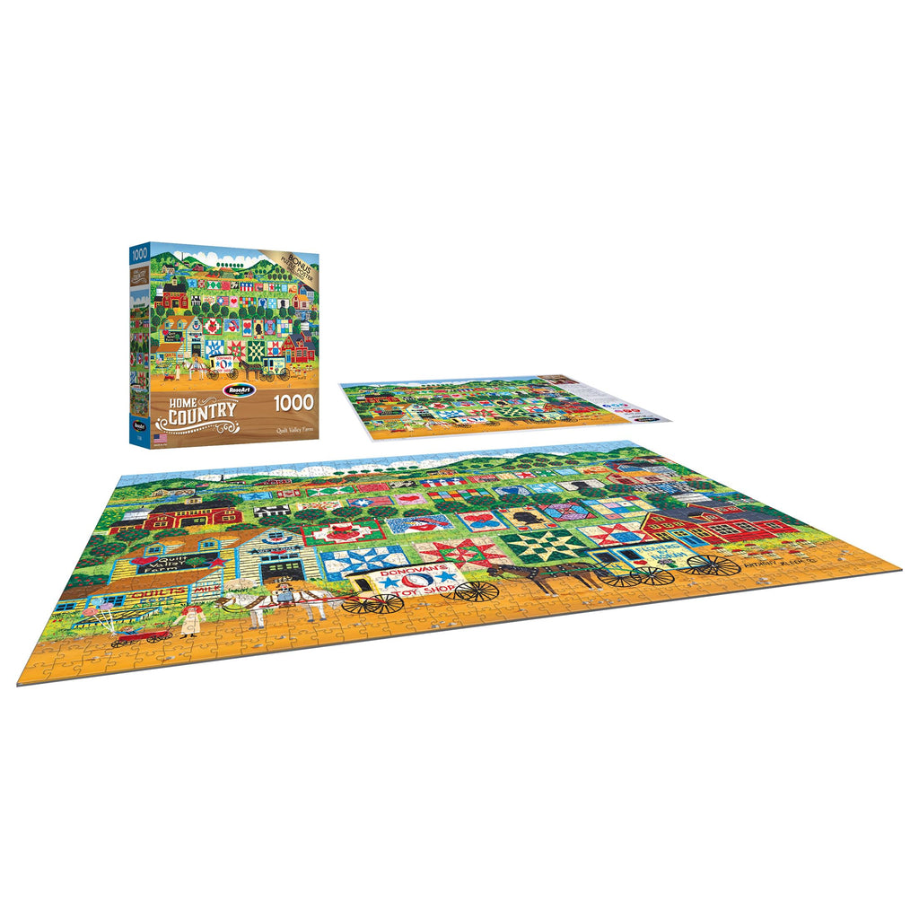 RoseArt Quilt Valley Farm 1000 Piece Puzzle – Premium Quality with Bonus Poster