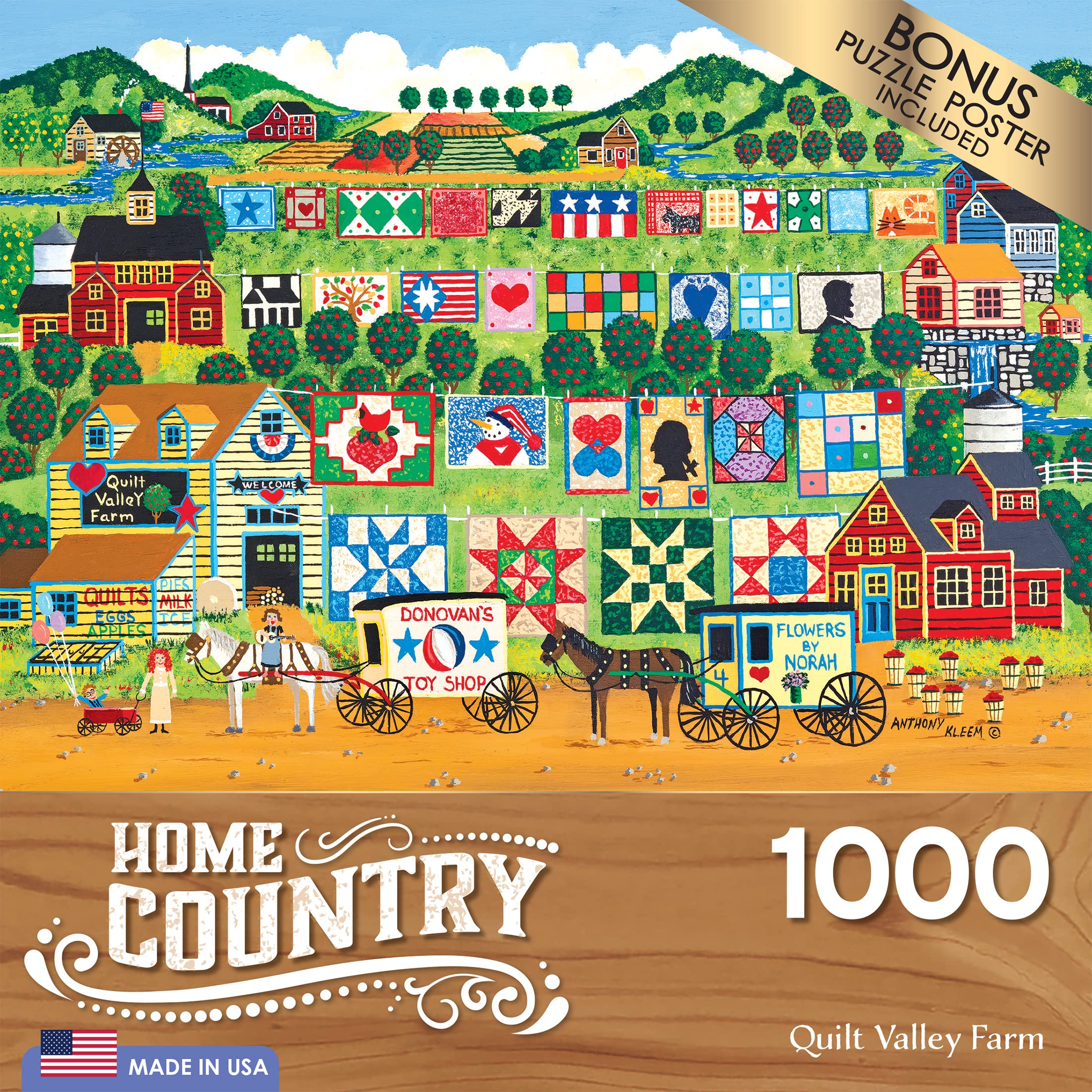 RoseArt Quilt Valley Farm 1000 Piece Puzzle – Premium Quality with Bonus Poster