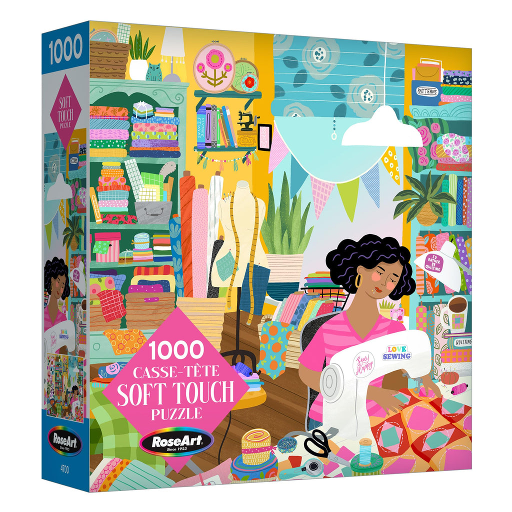 RoseArt Soft Touch Sewing Room 1000-Piece Jigsaw Puzzle – Velvety Surface, Made in USA